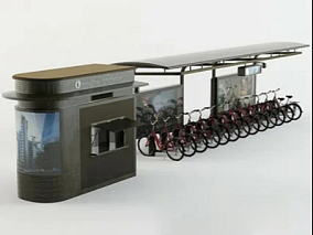 自行车模型单车模型自行车停放点 车棚