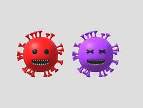 卡通病毒 卡通病菌 细菌 冠状病毒 可爱病毒 细胞 微生物 Q版病毒 3D模型