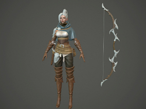 PBR 次世代 女弓箭手 弓箭 女士兵 Archer 3D模型
