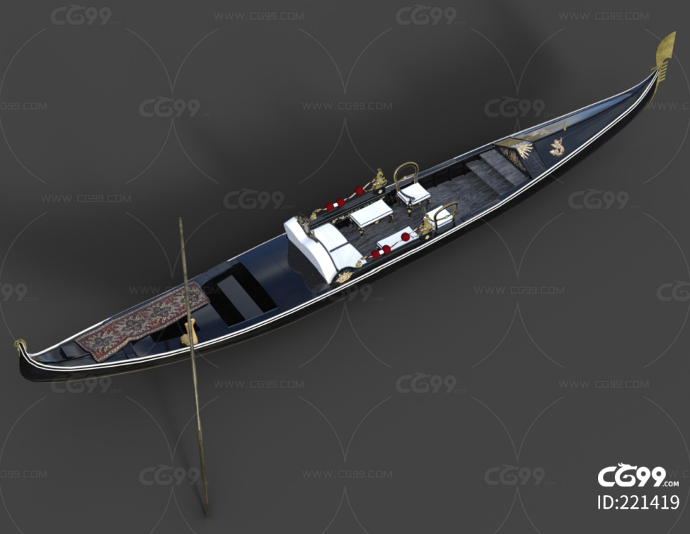 观光小舟 旅游小船 威尼斯小划船 贡多拉 凤尾船 写实小船