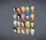 20种风格化发型 角色 头像 造型 发型 风格化基础发型 人物 卡通