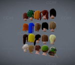 20种风格化发型 角色 头像 造型 发型 风格化基础发型 人物 卡通