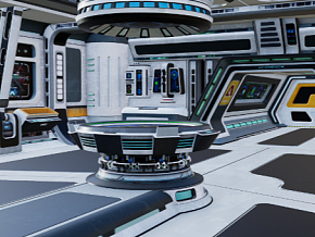 科幻太空仓宇宙飞船 甲板舱面 驾驶室 全息VR AR场景 控制室 三维模型