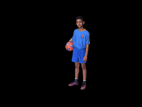 篮球服黑人小孩3D模型