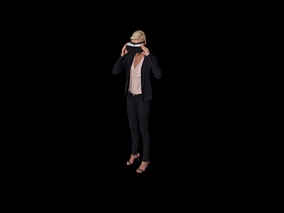 戴VR眼镜的商务女3D扫描模型