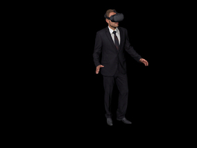 VR眼镜  黑色西装 西装 男人