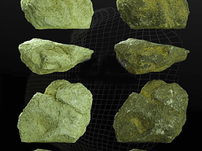 绿色的石头模型 莹绿色岩石模型oc工程模型 Octane工程模型