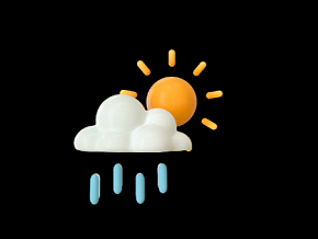 C4D夏季 晴天夹雨 天气预报元素 3D广告卡通元素