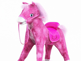小马玩具模型 娃娃模型 粉色马玩偶