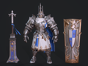 教堂十字军银色铠甲守卫 游戏模型