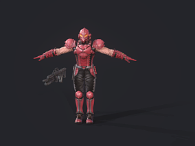 红色盔甲士兵 3D模型  游戏模型