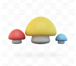 红色，黄色，蓝色 植被真菌 三维创意小蘑菇素材