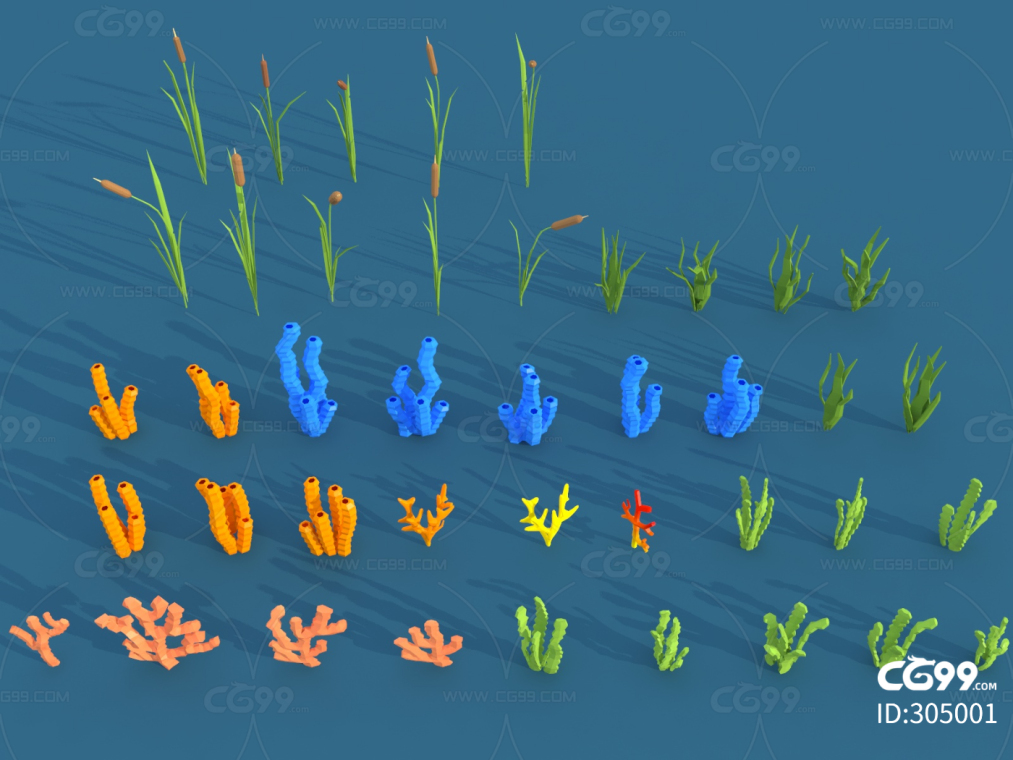 卡通水草  水草  卡通植物  珊瑚  卡通珊瑚    海底植物  海底  卡通道具