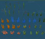 卡通水草  水草  卡通植物  珊瑚  卡通珊瑚    海底植物  海底  卡通道具