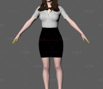 短袖包裙 上班族 工作服 女经理 公务员 商务女性 写实女人 女性角色模型