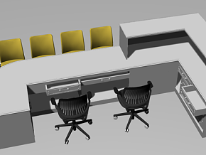 办公家具 接待台 桌椅  犀牛模型