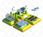 太阳能光伏元素组合 新能源小场景 C4D