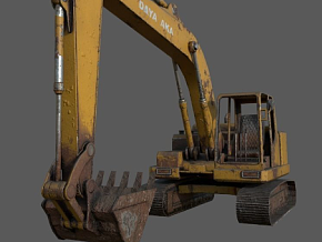 生锈的挖掘机 工程车 写实风格 CG模型