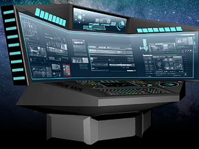 科幻宇宙飞船角落终端计算机  未来风格 CG模型