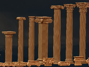 罗马柱 3D模型套装 游戏资源 建筑资源