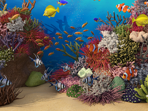 海底 珊瑚 水底 唯美 海底世界场景 热带鱼 水草 礁石 海底场景 珊瑚礁 小丑鱼 海鱼