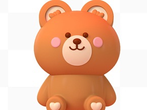 卡通小熊 小棕熊 黏土风卡通动物 IP元素 吉祥物