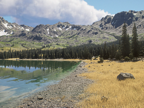 阿尔卑斯山 写实自然环境景观 山脉 湖泊 树木 植物 UE5