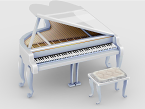 白钢琴 钢琴 乐器 PBR次世代 音乐 piano键盘乐器 写实 古典 大钢琴 乐团 交响乐 西方乐