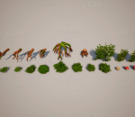卡通风格化森林小岛 仙境密林 植物 树木 蘑菇 UE4/UE5