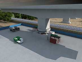 跨铁路桥梁转体 现代场景 写实 工程车 工业设备 场景部件