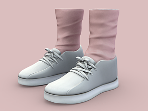可爱的白色运动鞋与袜子 次世代 PBR 女式小白鞋 女式粉色袜子 运动鞋 鞋子
