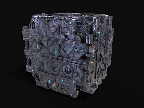 科幻立方体 科技方块 能量块 PBR材质 次世代 科技魔方 科幻场景 科技箱 科幻方块 能量盒