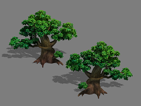 大树木 卡通 动画 植物 树木 场景部件