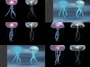 水母动画场景 游动的水母 卡通水母 海洋世界 写实水母 大水母游动 梦幻水母 海底水母 科幻水母