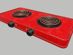 红色炉灶 家用电器 生活电器 厨房电器 厨具 写实