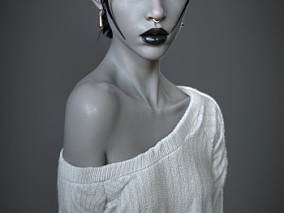 美国3D模型师Derrick Sesson哥特女郎角色建模作品