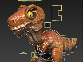 3dmax绑定 卡通生物 卡通恐龙模型