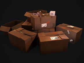 PBR-一堆纸箱 纸盒 快递盒