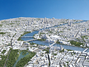 伦敦城市3d模型 英国地形 伦敦沙盘 鸟瞰