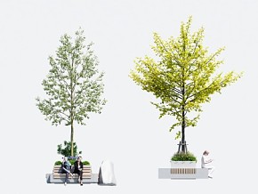 现代树池组合3D模型