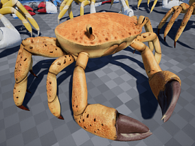 ue4 大螃蟹 带绑定 大量动画 海鲜 虚幻4 3d模型