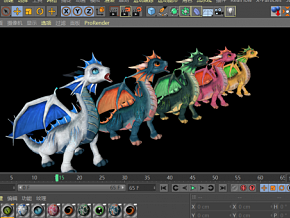 彩色小恐龙 带绑定 带动画 卡通小龙  多种格式文件 3D模型