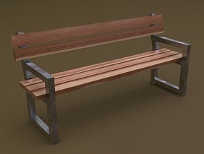 PBR公园木制长凳 户外 车站 街道 3d模型