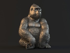 银背黑猩猩 金刚猩猩 大猩猩 猩猩手办 3D打印 灵长类动物 3d模型