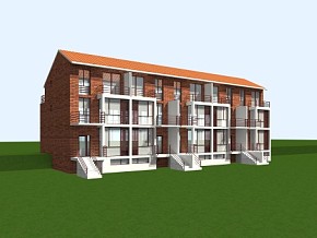 多层私人住宅 小区楼 居民楼 低层小楼房 联排住宅楼 3d模型