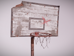 废弃篮球场 篮球桩 篮球框 篮球架 打篮球 破旧复古篮板 体育设施 3d模型