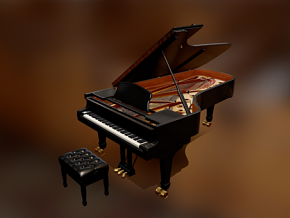 PBR 高品质 钢琴 乐器 钢琴凳子 写实 西方乐器 音乐 便宜 3d模型