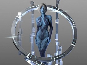 科幻蓝皮肤女3D打印模型
