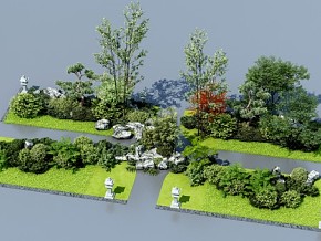 现代景观 花园 3d模型