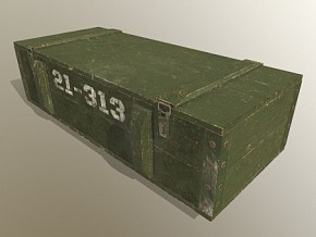 军用箱子 子弹箱 宝箱 木板箱 武器箱 弹药箱  战争场景道具 老式军用箱 实木军用箱 3D模型